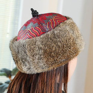 兔毛帽子男汉服贝勒爷帽瓜皮帽地主帽皇帝王爷帽表演皮草帽女唐风