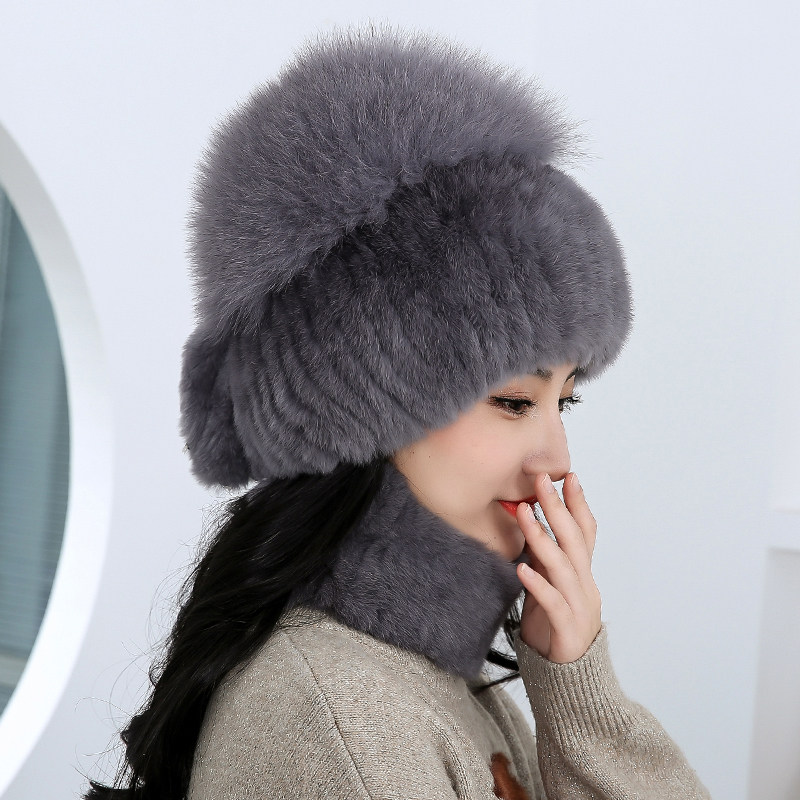 冬季皮草獭兔帽子脖套狐狸时尚