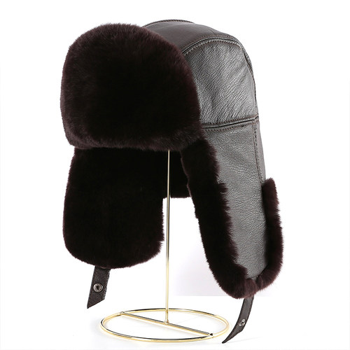 獭兔毛冬季加厚护耳真皮雷锋帽