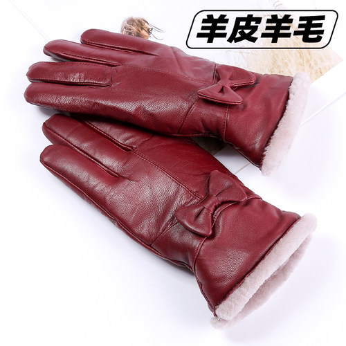 冬季加绒加厚羊毛防风骑车皮手套