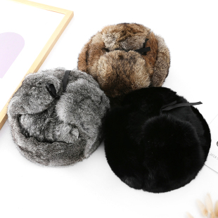 真兔毛雷锋帽男冬季中老年加厚保暖护耳东北皮毛一体棉帽皮草帽子