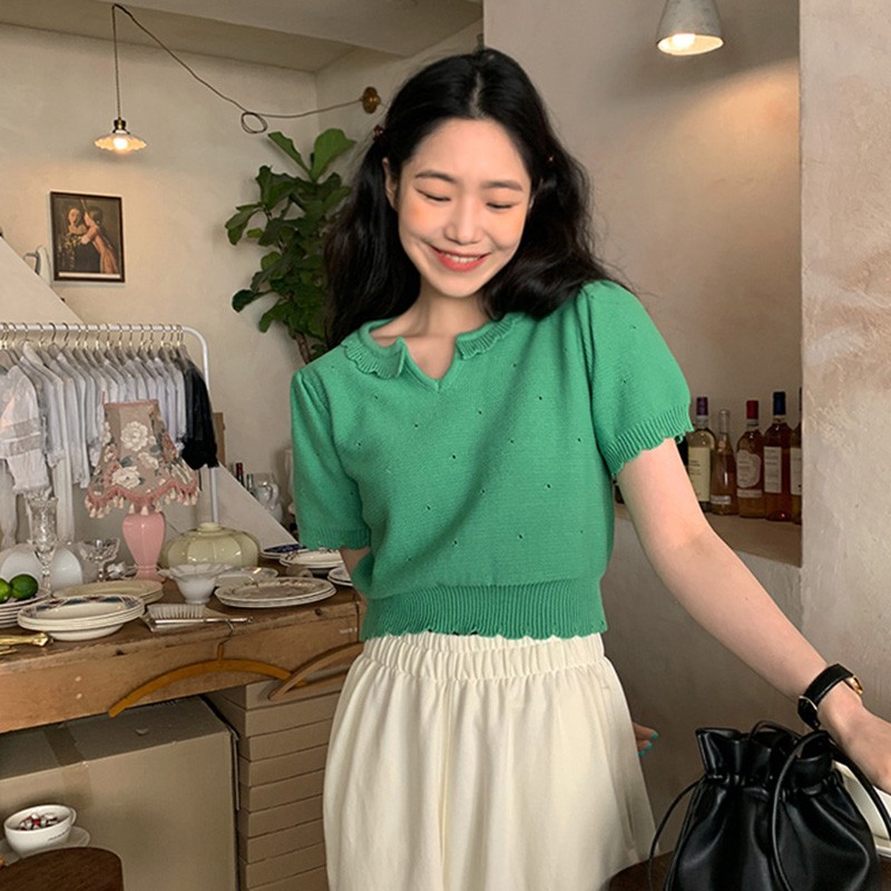 针织套头小V领随意百搭