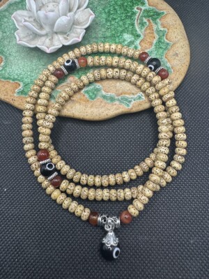 海南4X6原生态鸡油黄星月菩提苹果珠手串手链佛珠加配饰160颗左右