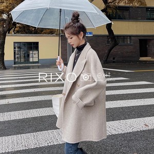 RIXO EXIT法式双面羊绒大衣女中长款新款宽松小个子西装毛呢外套