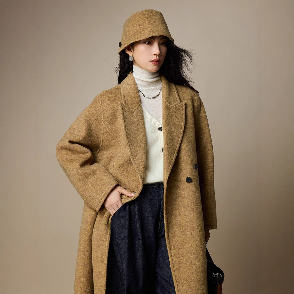 高级感双面羊绒羊毛大衣女2025新款秋冬季女装翻领中长款毛呢外套