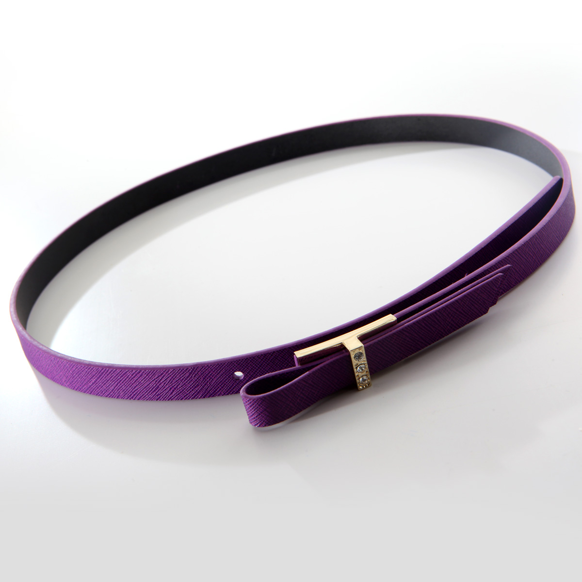 黑色春季新款紫色水钻米色蝴蝶结