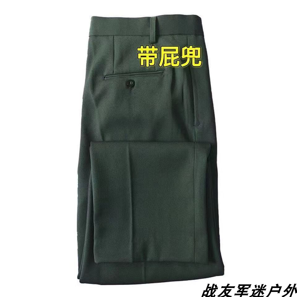 冬季墨绿色男裤哔叽裤加厚西裤毛料休闲裤直筒抗皱单裤屁兜款正品