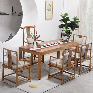 客厅家用两用茶台新中式古典钢化玻璃茶桌椅组合公司会客接待桌