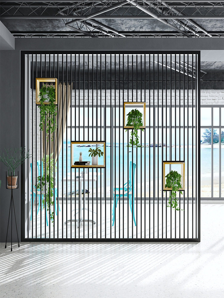 工业风铁艺隔断屏风办公室客厅酒吧餐厅置物架创意欧式网红墙