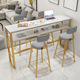 北欧ins大理石吧台桌 小户型家用靠墙长桌奶茶甜品店休闲高脚桌椅