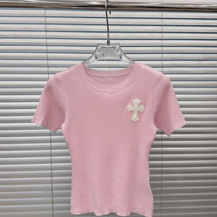 刺绣简约潮牌休闲短款 新款 针织冰凉透气上衣女 Bazaar夏季 Trendy