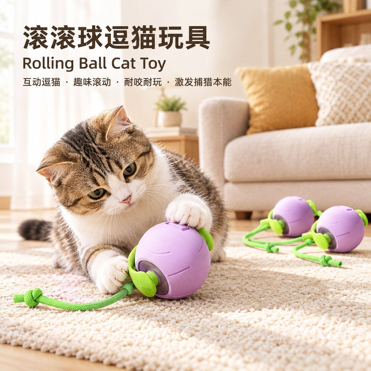 宠物猫咪玩具智能滚滚球自嗨解闷球神器耐咬逗猫玩具无尘宠物用品