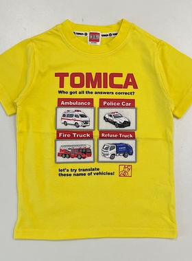 出口日单儿童T恤 外贸日系男童tomic*a多美卡小汽车卡通纯棉短袖
