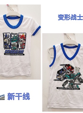 日单新干线车儿童T恤 外贸男童夏季卡通动车火车纯棉背心短袖上衣