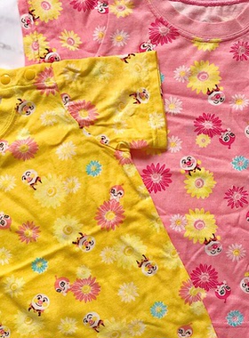 特!出口日单面包超人短袖t恤 女童夏季小清新纯棉上衣碎花衫度假