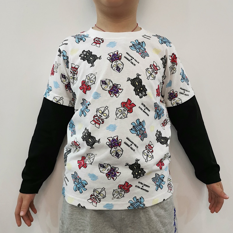 日单奥特曼儿童T恤 外贸日系男童秋季动漫超人长袖休闲上衣打底衫