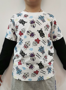 日单奥特曼儿童T恤 外贸日系男童秋季动漫超人长袖休闲上衣打底衫