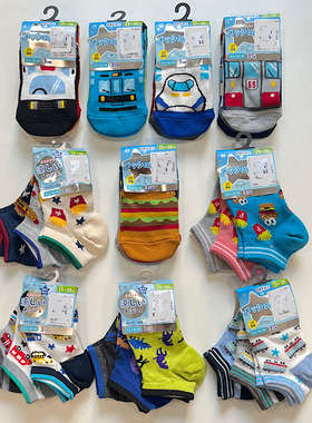 日单男童春夏季棉质卡通恐龙汽车男童短筒袜日系凉感中小童袜