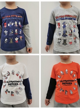 日单奥特曼人T恤 外贸男童春季动漫超人迪迦欧布赛罗泽塔长袖上衣