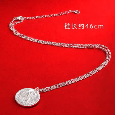 S925纯银镀金作明佛母吊坠项链黄财神文殊度母配饰项坠项链吊牌