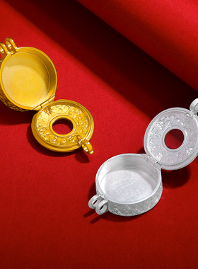 S925纯银镀金嘎乌盒吊坠可打开嘎乌盒子祥云牟尼圆嘎乌随身携带