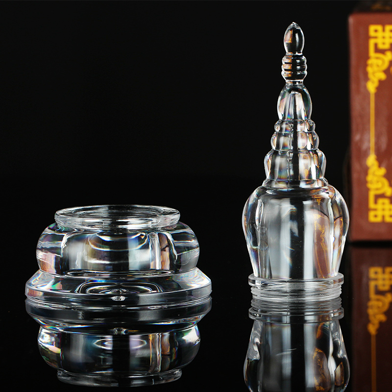 佛堂用品水晶舍利塔装藏供佛舍利子宝瓶佛塔小钟塔法器家用摆件