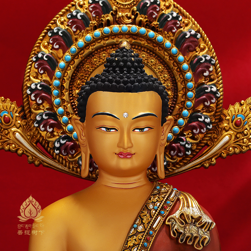 释迦牟尼佛像尼泊尔工艺彩绘背光藏传密宗释迦铜像7寸10寸