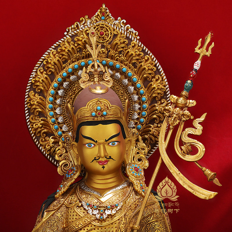 尼泊尔工艺莲花生大士铜鎏金莲花大师莲师藏式家用佛像摆件7/10寸
