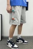 XZ304A-1DCAins宽松短裤男薄款撞色贴标时尚五分裤居家，男装休闲裤，星座304A