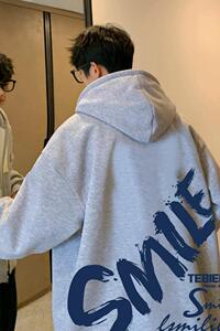 H178加绒BF冬款60%棉连帽加厚宽松外套加绒卫衣男图片