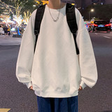 提花卫衣男春秋季宽松圆领纯色内搭打底衫男生港风复古高级感衣服，男装卫衣，星座304A