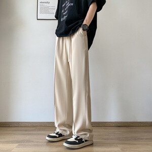 K881FP42新款冰丝阔腿垂感西裤直筒休闲裤男纯色图片