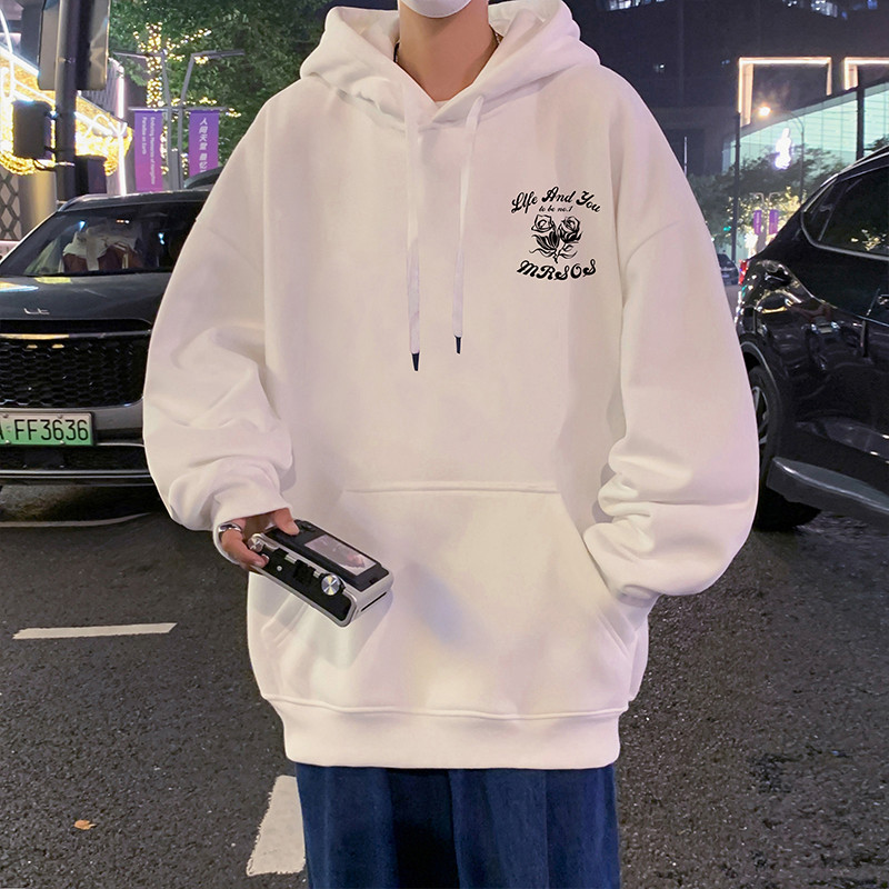 CM02FP60新款港风纯棉玫瑰花情侣卫衣连帽宽松休闲帽衫外套,男装卫衣,星座304A