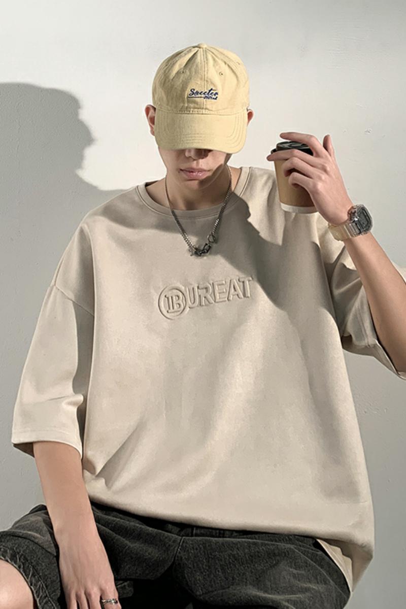 T8820FP38新款套头上衣重磅廓形圆领短袖T恤男休闲200G高街,男装T恤,星座304A