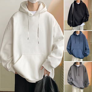 M001加绒C新品重磅连帽卫衣男加绒外套纯色上衣情侣宽松帽衫