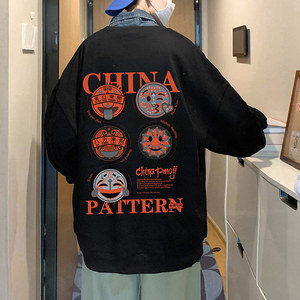 304A-W303P35新款男士卫衣无帽外套港风百搭套头笑脸休闲图片