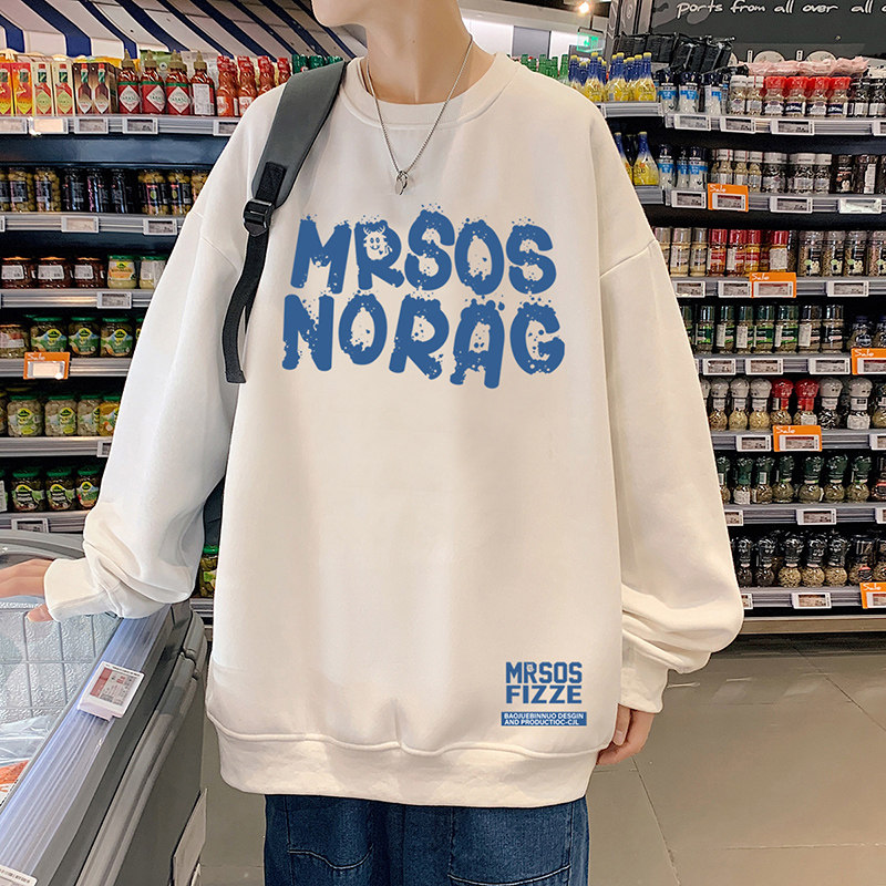 W513C加绒45新品圆领加绒卫衣男套头打底衫无帽宽松潮流外套，男装卫衣，星座304A