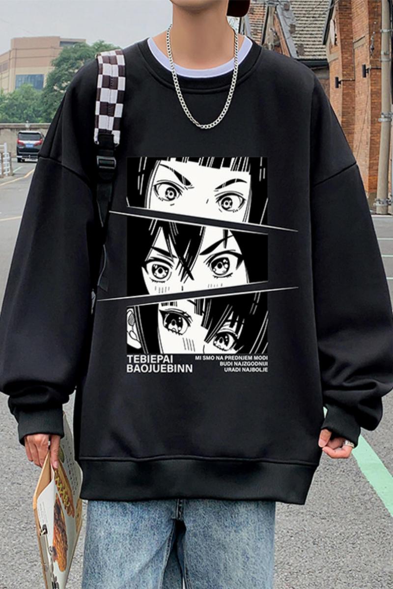 W309DP35新款圆领卫衣男宽松上衣服日系动漫头像印花长袖INS,男装卫衣,星座304A