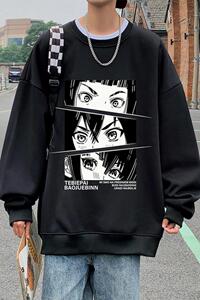 W309DP35新款圆领卫衣男宽松上衣服日系动漫头像印花长袖INS