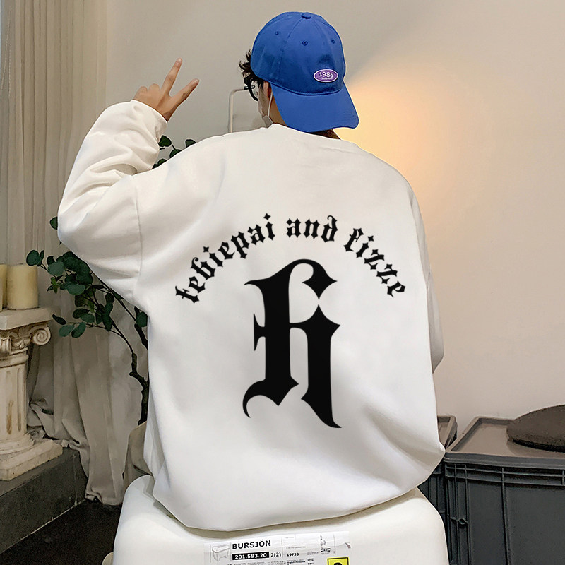 W523P35新款卫衣男宽松ins无帽圆领复古高街长袖oversi打底，男装卫衣，星座304A