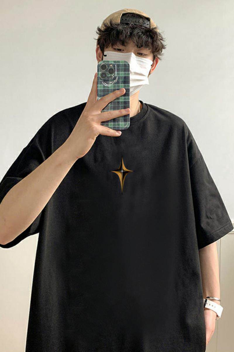 T681FCP26夏纯棉短袖t恤男内搭圆领宽松半袖重磅体恤高街上衣,男装T恤,星座304A