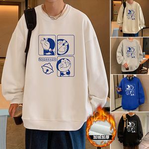 W333加绒C薄款35新品加绒加厚卫衣男长袖卡通加厚外套
