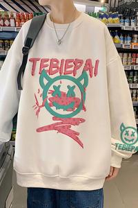 W331D新品恶魔笑脸季卫衣男长袖潮牌宽松外套无帽圆领打底衫图片