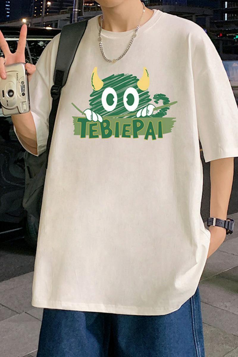 T695CP26夏季短袖t恤男夏可爱字母印花宽松纯棉上衣港风半袖,男装T恤,星座304A