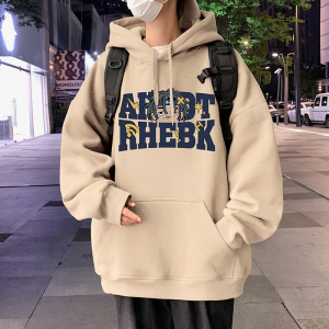 WASSUP HAPPY国潮宽松连帽卫衣男秋冬季情侣美式印花潮牌套头帽衫图片