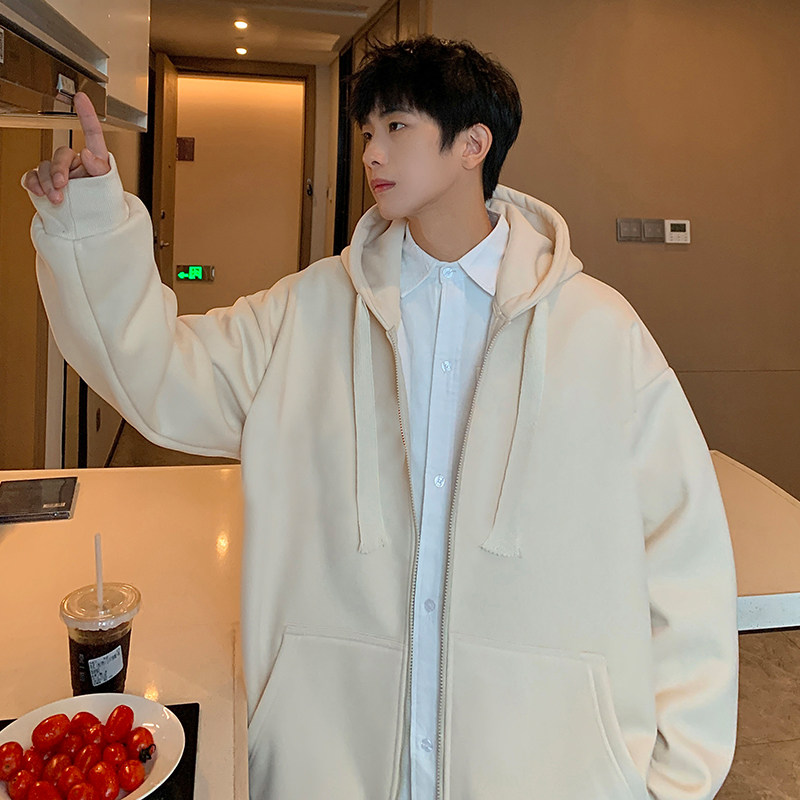 H175加绒D新品oversize60%棉加厚加绒连帽开衫卫衣外套男,男装卫衣,星座304A