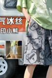 XZ304A-DK56CP25新款沙滩裤男大裤衩潮流花短裤满印小熊，男装休闲裤，星座304A
