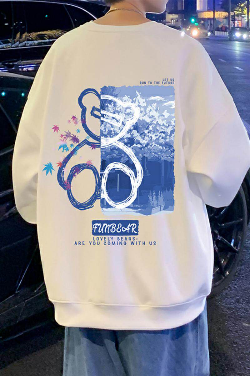W396C加绒45新品加绒卫衣男加厚长袖打底外套小熊印花,男装卫衣,星座304A