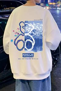 W396C加绒45新品加绒卫衣男加厚长袖打底外套小熊印花图片