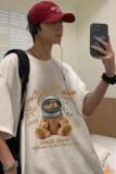 XZ304A-T620C新款短袖T恤男情侣款体恤小熊学生宽松上衣，男装T恤，星座304A